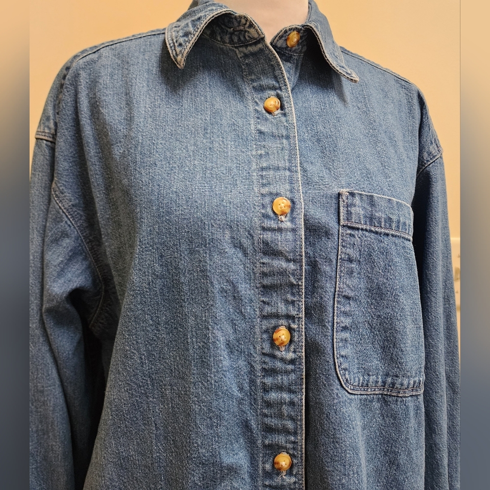 Eddie Bauer Blue Denim Button-up Shirt Women's Size S/P - Picture 10 of 12